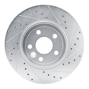 Jaguar F-Pace Brake Rotor (1) - Front Right - R1 Concepts - Drilled & Slotted - Silver - `17-`19